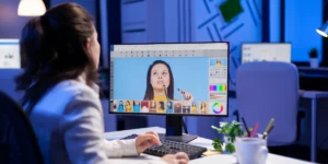 woman doing graphic designing