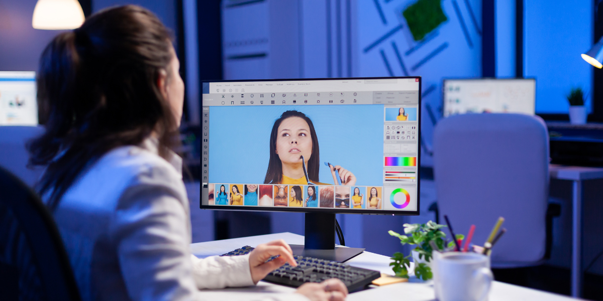 woman doing graphic designing